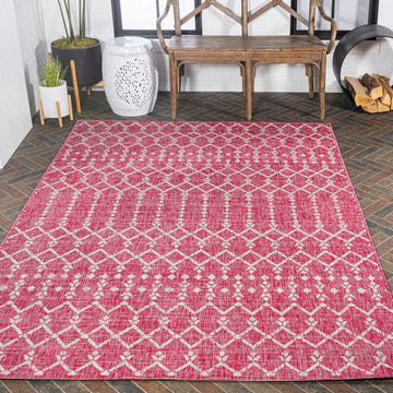 Ourika Moroccan Geometric Textured Weave Indoor/outdoor Rug